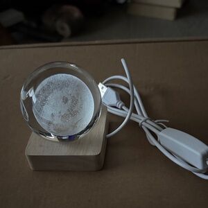 Crystal Sphere with Wooden Base and USB Cable